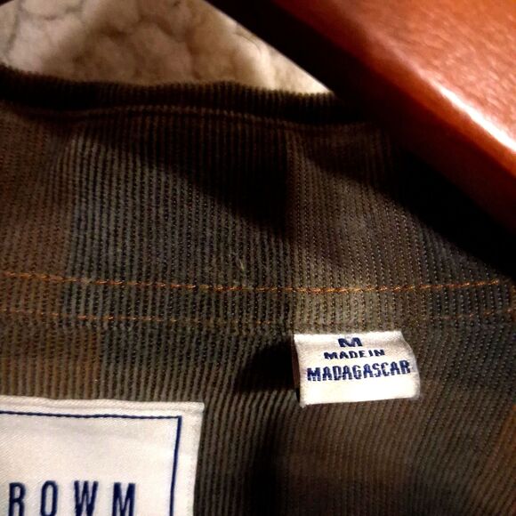 ROWM Men's Medium Shirt Button Down Long Sleeve 100% Cotton Corduroy Brown Plaid - Picture 6 of 16